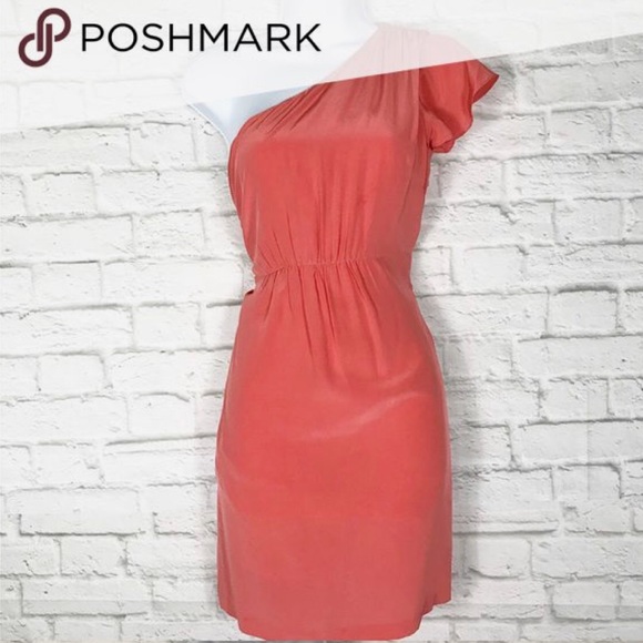 Francesca's Collections Dresses & Skirts - MM Couture pink coral one shoulder dress w/ belt